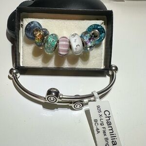NEW Chamilia XL 925 Sterling Silver Flex Bangle 7 Pandora Chamilia Trollbeads